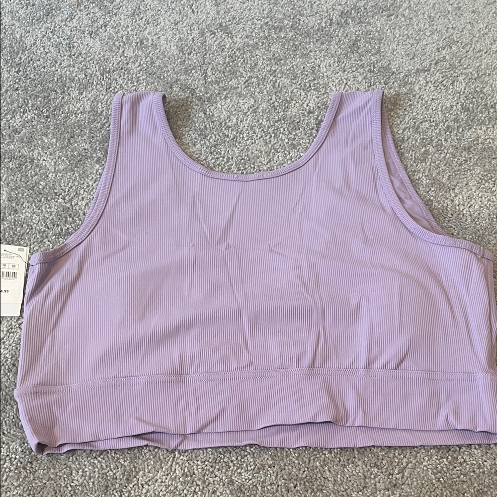 NWT COTTON ON Curve Active Rib Crop Tank Lavender 18 - Picture 5 of 5